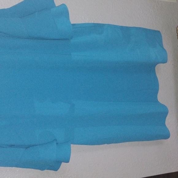 Bright Blue 3/4 Ruffle Bell Sleeve Soft Surroundings Midi Dress MP - Picture 3 of 6